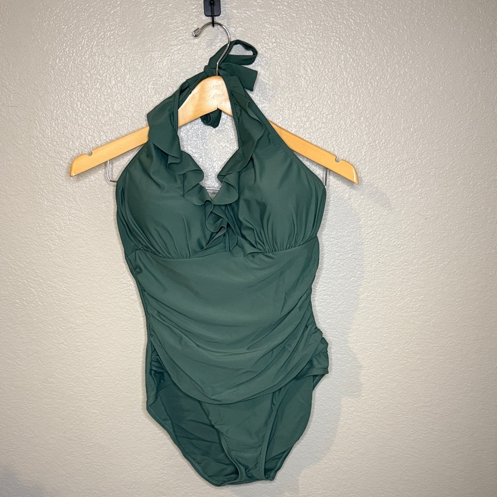 Green Halter One-Piece Swimsuit